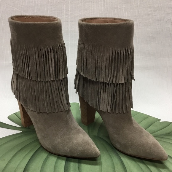 Elaine Turner Shoes - Elaine Turner Exciting Lt. Gray Fringe Boots